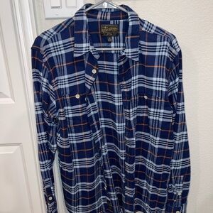 Lucky Brand Navy and White Plaid Shirt